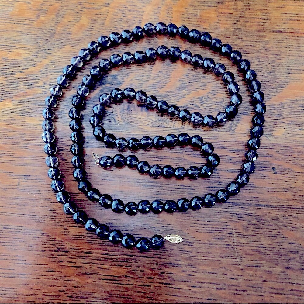$168 14K Clasp Smoky Topaz Estate Necklace  40" Total Length   Marked 14K FJS